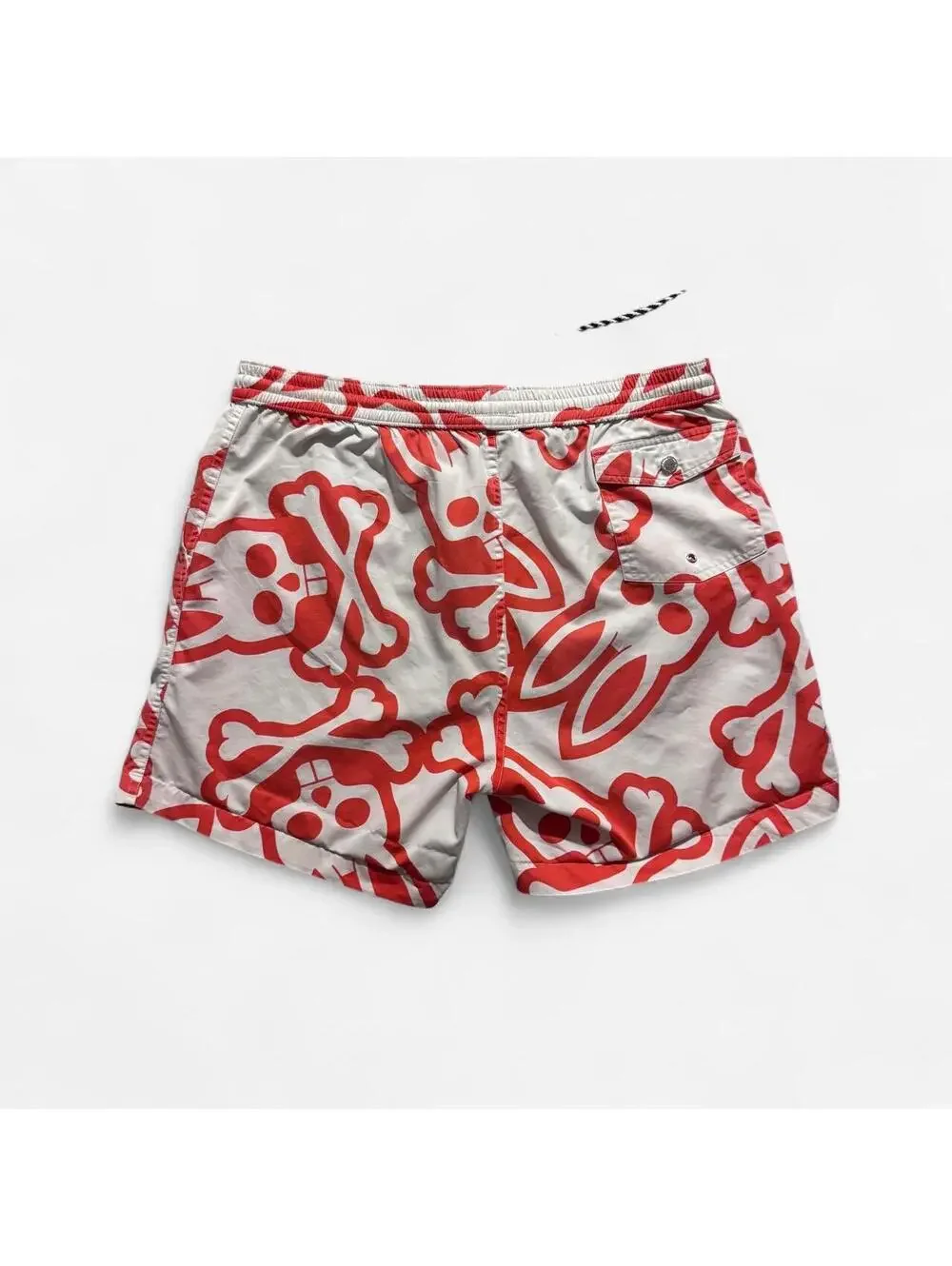 Psycho Bunny red skull and bone print swim shorts size S